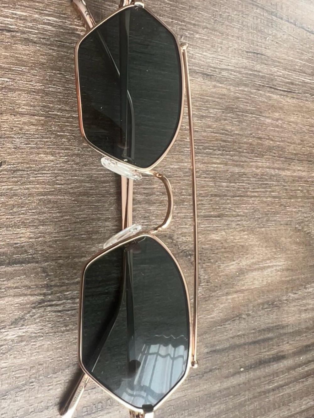 VEHLA Men's Hexagon Metal Sunglasses in Rose Gold with Dark Lenses